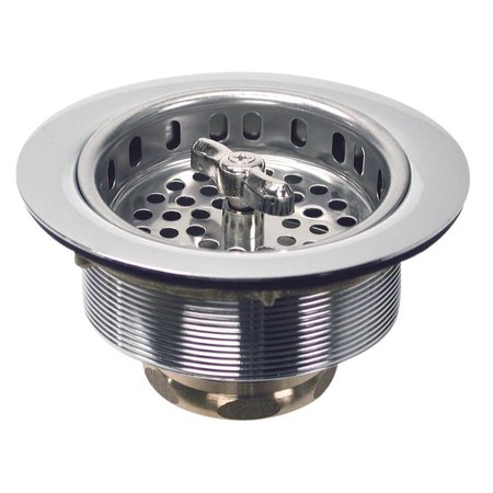 DANCO Basket Strainer, 312 in Dia, Brass, Polished Stainless Steel, For 312 in Drain Opening Sink 81077